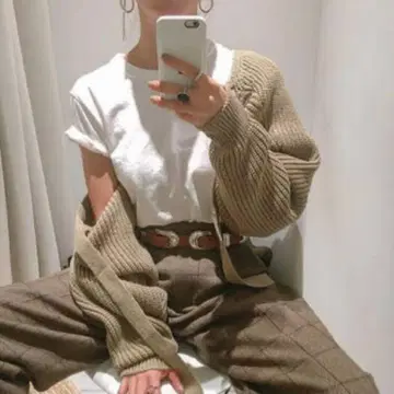 TAN 니트 슬리브 가디건