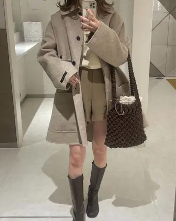 베이지 테일러드 자켓 울 혼방