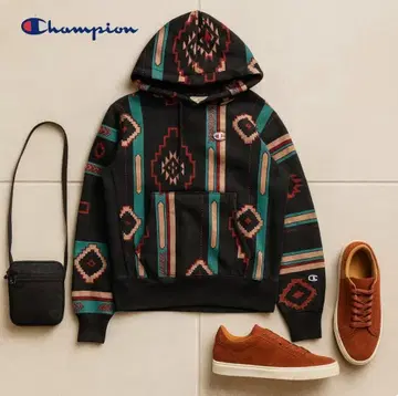 #J1167@ Champion 리버스 위브 올 패턴 후드티 남성용 L