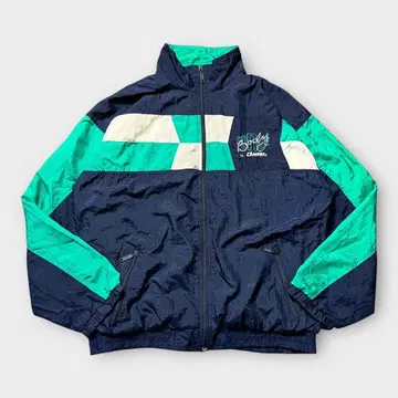 80s 유로 빈티지 나일론 자켓 멀티 컬러 네이비