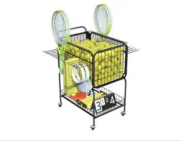 테니스공 카트 350개 공 수납 가능, 바퀴 달린 세탁 바스켓 포함