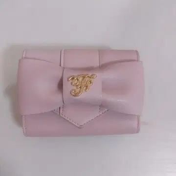 Maison de FLEUR 지갑 벨트 리본 핑크 삼단 접이식 지갑