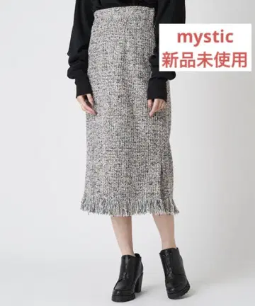 mystic / 트위드 프린지 타이트 스커트