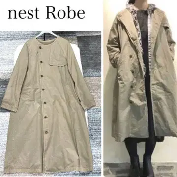 nestRobe 주름 가공 수피마 코튼 노카라 코트