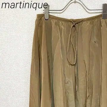 martinique 롱 스커트 플레어 새틴 심플 허리끈 포함