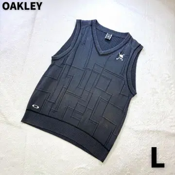 OAKLEY 스컬 자수 자카드 골프 니트 베스트 L 다크 그레이