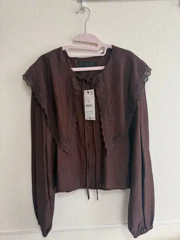 ZARA 레이스 블라우스 브라운