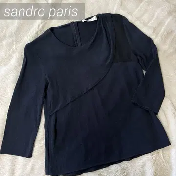 [ sandro paris ] 네이비 비대칭 드레이프 상의 네이비
