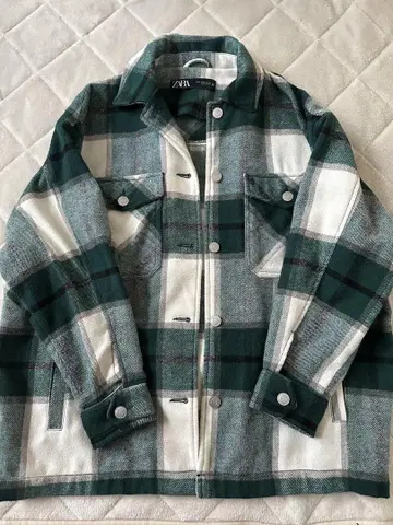 ZARA 그린 화이트 체크 자켓