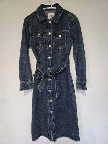 [ 새상품급 ] ZARA 데님 롱 원피스 벨트 포함 S