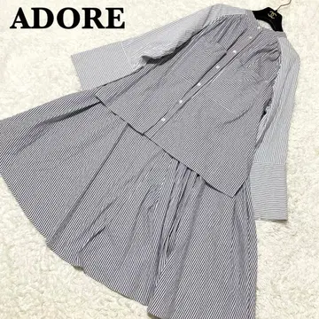새상품급 ADORE 코튼 나일론 스트레치 블라우스 워셔블 38