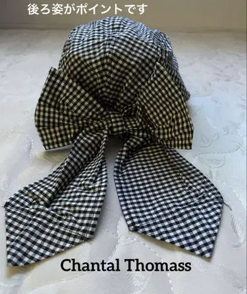 Chantal Thomass 깅엄 체크 리본 캡