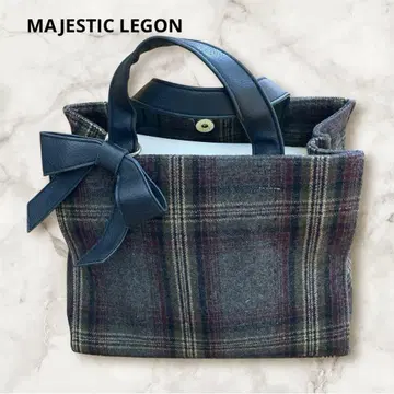MAJESTIC LEGON 체크 무늬 리본 포함 핸드&숄더 2way 백