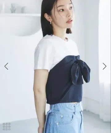 [ 접촉 냉감 워셔블 ] 미이지 프론트 리본 디자인 풀오버