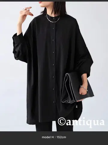 (미사용 새상품) antiqua 밴드 카라 스트라이프 셔츠