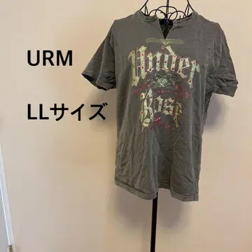 URM/여성용/빈티지풍/반팔/셔츠/카키/프린트 비쥬