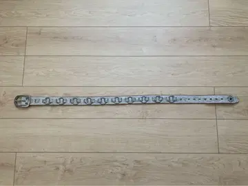 실버 장식 가죽 벨트 화이트 남성용