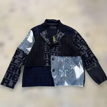 tetsu 패치워크 니트 자켓