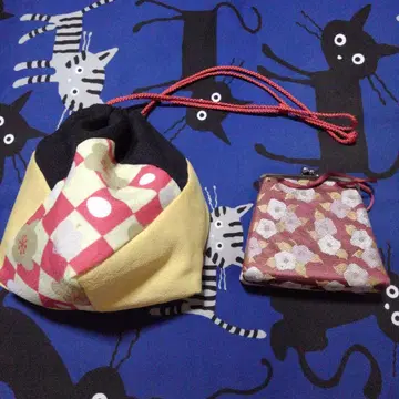 일본풍 복조리와 꽃무늬 가마구치 세트