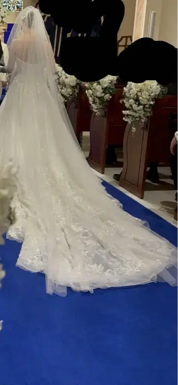 애니버셀 웨딩 베일 레이스 장식 글리터 포함