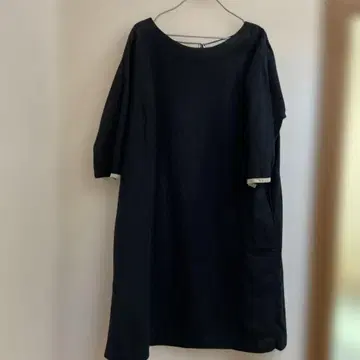 블랙 7부 소매 A 라인 원피스