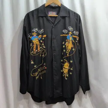 [ size:XL ] 크림 소다 카우보이 자수 레이온 긴팔 셔츠