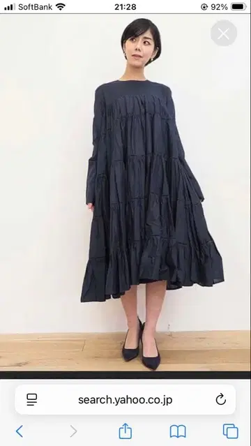 마레트 네이비 티어드 드레스 긴팔