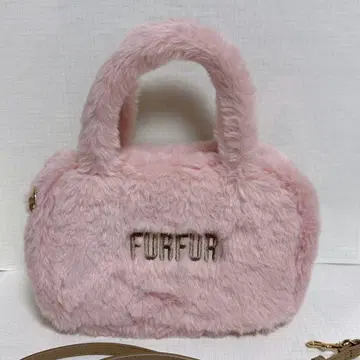 FURFUR 에코 퍼 스퀘어 보스턴 백 핑크 퍼퍼 백