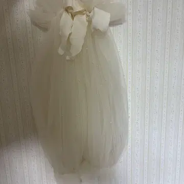 웨딩 베이지 벌룬 소매 암커버 리본 펄 장식