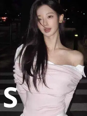 Notyourrose 오프숄더 긴팔 핑크X화이트 S