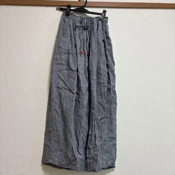 NOA 린넨 체크 와이드 팬츠