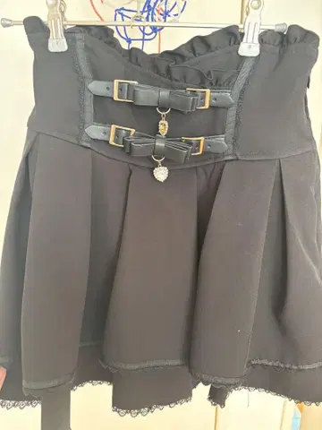 LIZLISA 리즈리사 2단 리본 벨트 치마바지 블랙 검정 스커트