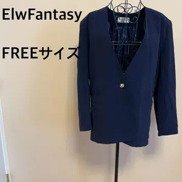 ElwFantasy/여성용/긴팔/노카라/자켓/네이비
