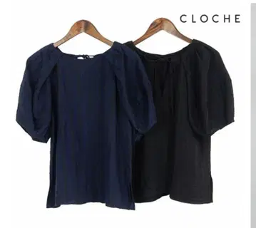CLOCHE 볼륨 소매 블라우스 네이비 블랙