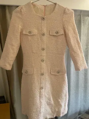 tocco closet 핑크 트위드 비쥬 버튼 원피스 M