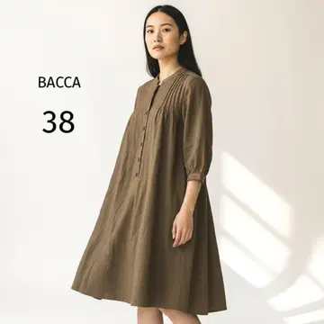 BACCA 셔츠 롱 원피스 브라운 38 긴팔 루즈핏 노카라