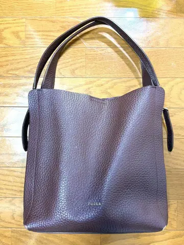 FURLA 브라운 가죽 토트백
