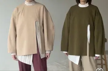 클라네 베이지 긴팔 상의 사이드 슬릿