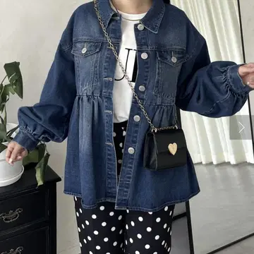 프로즈 베일 오버 사이즈 페플럼 데님 자켓