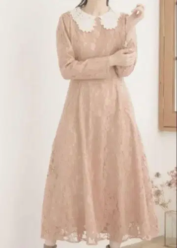 윌 셀렉션 카라 레이스 원피스 핑크