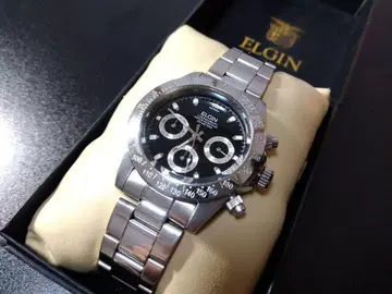 ELGIN 크로노그래프 블랙 워터 레지스턴트 200M