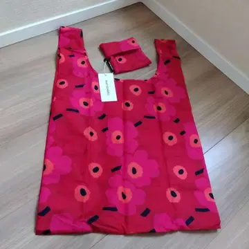 [ 미사용 새상품 ] marimekko 마리메꼬 에코백 핑크 x 빨간색