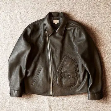PREBLIC GRAIN 가죽 자켓 lightning brass