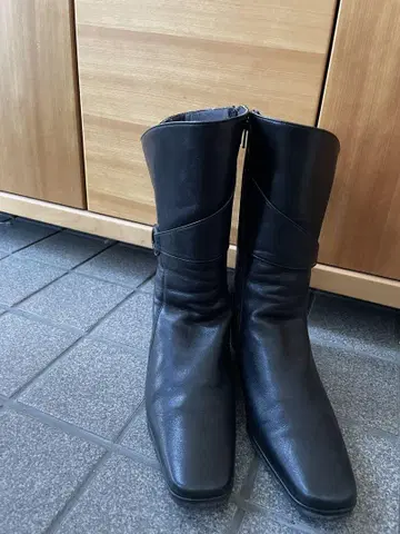 [] 블랙 가죽 부츠 22.5cm ice man
