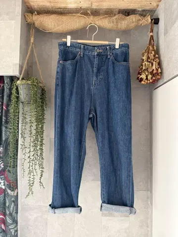 블루 데님 스트레이트 팬츠
