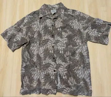 L.L.Bean 반팔 셔츠 잎 패턴 브라운 계열