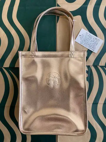 스타벅스 홀리데이 2024 쇼핑백 메탈릭 골드 토트백