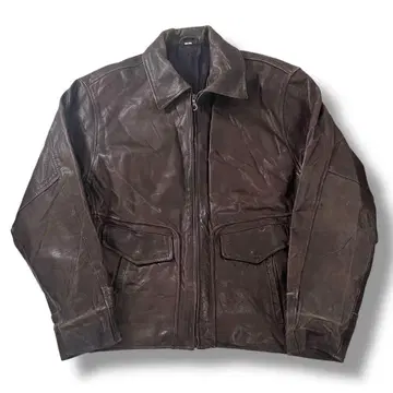 90s 육중한 유로 빈티지 가죽 자켓 A-2 타입 천연 가죽 브라운