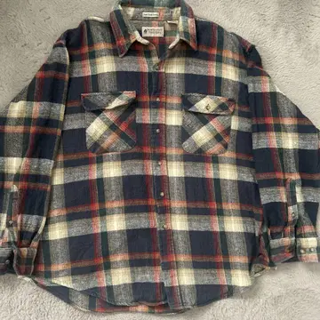90s 호배색 체크 플란넬 셔츠 XL