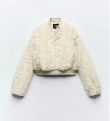 [ 시착만 한 상품 ] ZARA 인조 모피 크롭 봄버 블루종 XS